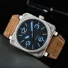 Créateur de luxe de mode BR Beller Nouveaux hommes Montres-bracelets Hommes Automatiques Hommes de haute qualité Carré Mécanique Maison Montre Marron CuirMontres-bracelets