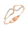 luxury titanium bracelets for women double layer rose golden diamond simple jewelry girls valentines day gifts3991385