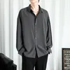 Chemises habillées pour hommes Chemise solide Hommes Noir à manches longues Coréen Blouses confortables Casual Lâche Classique Simple Boutonnage 231212