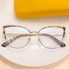 Gafas de sol Anti rayos azules ojo de gato gafas para miopía 2023 moda Metal lente transparente gafas de ordenador monturas graduadas para mujer