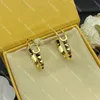 Klassische Buchstaben-Creolen, Designer-Damen-Party-Ohrringe, goldene silberne Ohrhänger mit Box-Schmuck