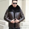 Men's Down Parkas YXL-8903 Winter New Men's White Duck Down Coat Natural Sheepskin Fox Collar Fat Plus Size Thickened Thermal TopL231209