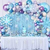Décorations de Noël 140pcs Frozen à thème Party Floke Bleu Bleu Purple First 5th Girl Girl Snow Queen Decoration Globos 231213