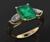 Joyería de oro de 14 k Anillo de esmeralda verde para mujer Bague Diamant Bizuteria Anillos De Pure Emerald Gemstone Anillo de oro de 14 k para mujeres Y4915248