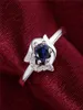 Womem039S Blue Gemstone Sterling Silver Plated Rings Storlek 8 DMSR380 925 Silver Plate Finger Ring Jewelry Solitaire Ring9658697