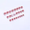 False Nails French Powder Blusher Short Ballet Nail White Bow Blue Line Care Color Changing Sticker Gradually Removable