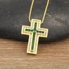 Kedjor Aibef Religion 3 Färger Rhinestone Cross Pendant Women Necklace Inlay Crystal Copper Zircon Anniversary Jewelry Luxury Accessory