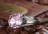 Wedding Rings Big Oval Pink Stone For Women Luxury Silvery Color Filled Shining Zircon Ring Engagement Band Vintage Jewelry9510155