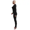 Kvinnors jumpsuits Rompers Fall Women's Jumpsuit Black Long Sleeve Ribbed Spandex High Neck Women's Tights Lång ärm Solid Color Slim-Fit Jumpsuitl231212