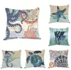 10Style Cushion Cover Blue Ocean Pillow Cover Turtle Seahorse Whale Linen Pillow Case Home Dekorera hela anpassningen45455130159