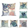 10Style Housses de Coussin bleu océan Taie d'oreiller tortue hippocampe baleine taie d'oreiller en lin décoration de la maison entière personnalisation45455130159