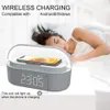 Bluetooth Speaker with Digital Alarm Clock Wireless Charger FM Clock Radio Adjustable LED Night Light Dual Wireless Speakers 2500mAh Battery for Bedroom,Home