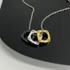 Collar cuadrado de 3 colores para mujer, collar con colgante de botella de perfume con letras de flores, placa de esmalte de perlas de cristal, cadena de oro, joyería de diseño para hombres, regalo del día de vanlentines