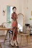 Etnische Kleding Zomer Korte Mouw Lange Zijde Satijn Jonge Qipao Traditionele Chinese Kleding Vrouw Dunne Cheongsam