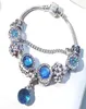 Fashion Style Charm Bracelet Blue Cat Eye Stone Women European Charm Beads Ocean Drops Dangle Fits Charm Bracelets Necklace DIY Jewelry3230475