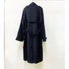 Women's Trench Coats 2023 Autumn Ladies Wool Long Blend Coat With Belt Women Turn-Down Collar Long-Sleeve Loose Mid-Length Windbreaker