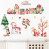 Pegatinas de pared navideñas rojas para sala de estar, dormitorio, decoración del hogar, ofertas de Pvc, casa de invierno, hombre de nieve, conejito, árbol, Feliz Navidad