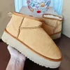 Kutu tasarımcısı Avustralya ile Tasman Tazz Tonpers Womens Tasman Slaytlar Klasik Hardal Tohumu Ultra Mini Platform Önyükleme Slip-On Les Petites Süet Yün Karışımı Giden