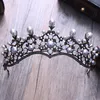 Diadèmes de mariée baroques vintage en perles de cristal, serre-tête avec strass noirs, couronne de princesse, accessoires pour cheveux de mariage, Y2324N