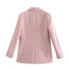 Abiti da donna Giacca rosa Donna 2023 Autunno Bomber Giubbotti Moda donna Capispalla doppio petto Cappotto con maniche lunghe con scollo a V femminile