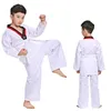 Equipamento de proteção Manga Longa Gi Uniforme TKD Trajes Roupas Branco Taekwondo Uniformes WTF Karate Judo Dobok Roupas Crianças Adulto Unissex 231212