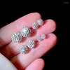 Stud Earrings Trendy Sliver Color Ball For Women Shiny Crystal Zircon Small Round Ear Bone Piercing Earring Jewelry Gift