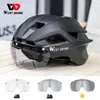 Radfahren Caps Masken Westbike Helm mit LED-Licht Brille POchromic Objektiv Fahrrad Männer Safe Cap MTB Rennrad Motorrad 231212