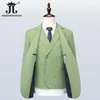 Vêtements ethniques Veste Gilet Pantalon S 5XL Luxueux Costume d'affaires vert pour hommes 3pcs Prom Banquet Party Groom Robe de mariée Couleur unie 231213