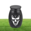 Skull Face Shaped Engraving Small Cremation Ashes Urn Aluminum Alloy Urn Funeral Casket Fashion Keepsake 16x25mm7225757