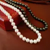 Naszyjniki wiszące sznurki perły geometryczne naszyjnik choker europejski i amerykański vintage Sweater łańcuch obojczyka