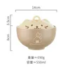 Skålar japansk kreativ keramisk soppa skål söta tecknad djur med lock katt hushålls omedelbara nudlar ris bordsartiklar 231213