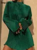 Robes décontractées de base Hawthaw Femmes Élégantes À Manches Longues Streetwear Moulante Vert Automne Mini Robe Automne Vêtements En Gros Articles Pour Les Affaires 231213