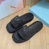 Naturligt tyg flatform sandaler tofflor vävd plattform mule flip flops mode lyxig chunky botten glid sommar strand kvinna gummi sula toffel svart