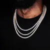 Collier plein de diamants pour hommes, chaîne de Tennis, collier de clavicule en Zircon, style Hip Hop américain et cubain, pour hommes et femmes, largeur 3mm 4mm