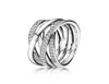 Sparkling Polished Lines Ring Original Box för 925 Sterling Silver Women Mens Bröllopsringar Set Christmas Gifts Jewelry6673370