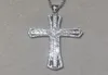 Moda Big 925 Sterling Srebrna Znakomita Biblia Jezus Wisianek dla kobiet Crucifix Charm Pave Symulowana diamentowa biżuteria 7159520