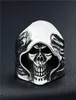 Mode Men Skeleton Guy Punk Style Retro Grim Reaper Skull Rings High Quality 316L Biker Leverans Drop Size 6156739292