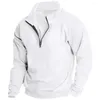 Sweats à capuche pour hommes couleur pure hommes sweat-shirt demi-fermeture éclair col montant pour printemps automne sport tenue décontracté respirant doux coupe ample