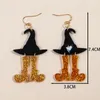 Boucles d'oreilles pendantes Halloween chapeau de magicien bottes fantômes boucles d'oreilles en acrylique pour femmes boucles d'oreilles drôles de sorcière à paillettes boucles d'oreilles de fête de Noël bijoux cadeaux