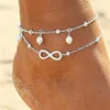 MeetCute Crystal Ankel Armband Number Anklets Silver Color Link Chain Armband på benet för kvinnors strand som bär fotsmycken1969