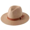 Chapeaux larges chapeaux printemps été pliable chapeau de paille femmes élégant ceinture en cuir visière Panama casquette femme jazz simple extérieur soleil plage T2691