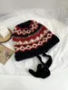 Berety japońskie retro termiczne ucha moda zimowy styl etniczny Jacquard ręcznie roszczenia dzianinowa czapka pullover sfor kobietę