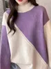 Suéter feminino casual cor combinando meia gola alta suéter de malha pulôver 2023 temporada de inverno roupas de moda coreana