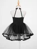 Dancewear Kids Girls Sequins Ballet Dance Tutu Dress Sparkly Halter Gymnastics Leotard Modern Latin Jazz Dance Clothes 231213