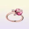 925 Sterling Silver Pink Murano Glass Leaf Ring Fit Jewelry Engagement Wedding Lovers Fashion Ring4144381