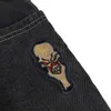 Jeans femininos y2k harajuku retro crânio gráfico saco preto calças punk rock hip hop gótico calças largas roupas de rua 231213