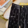 Pantaloni larghi in tessuto di velluto a vita alta con logo lettera jacquard da donna di nuovo design SMLXLXXL3XL