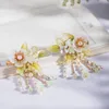 Haarspeldjes Witte Bloem Haarspelden Zijkant Groen Blad Haarspeldjes Parel Hoofddeksels Fringe Sieraden Voor Vrouwen Meisjes Chinese Accessoires