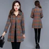 Women's Trench Coats 2023 Autumn Fashion Single-Breasted Middle-Aged Mother Plaid Loose Coat Women Casual Slim Windbreaker Female Overcoat