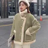 Women's Jackets GIDYQ Winter Lamb Fur Jacket Women Korean Suede Motorcycle Snow Parka Thickened Short Coat Fashion Sweet Warm Outerwear 231213